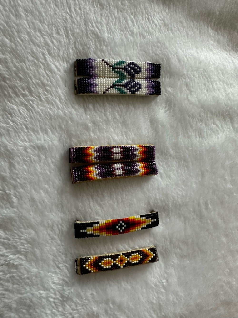 Vintage Handmade Beaded Barrettes Set of 6